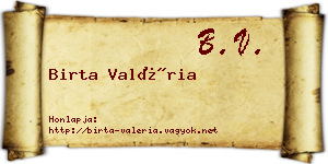 Birta Valéria névjegykártya